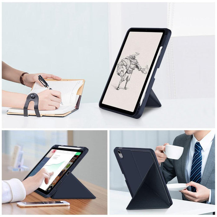 For iPad 10th Gen 10.9 Case Origami Stand PU Leather Tablet Case Auto Wake / Sleep Pen Slot Protective Cover - Dark Blue - buy-cases