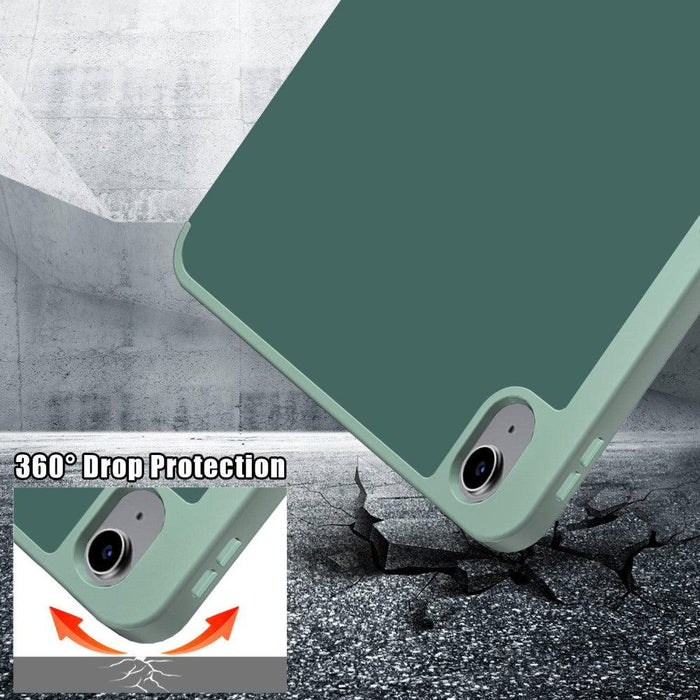 For iPad 10th Gen 10.9 Case Origami Stand PU Leather Tablet Case - Blackish Green - buy-cases