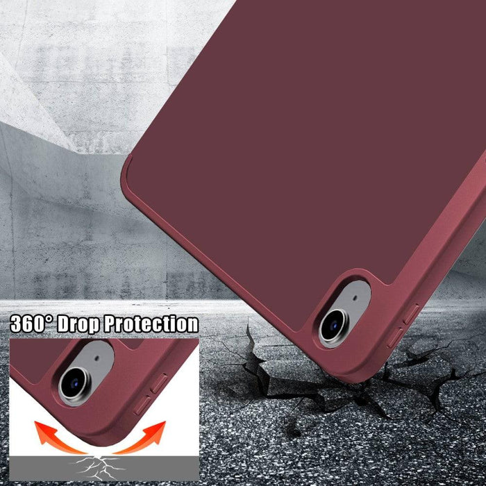 For iPad 10th Gen 10.9 Case Origami Stand PU Leather Tablet Case Auto Wake / Sleep Pen Slot Protective Cover - Wine Red - buy-cases