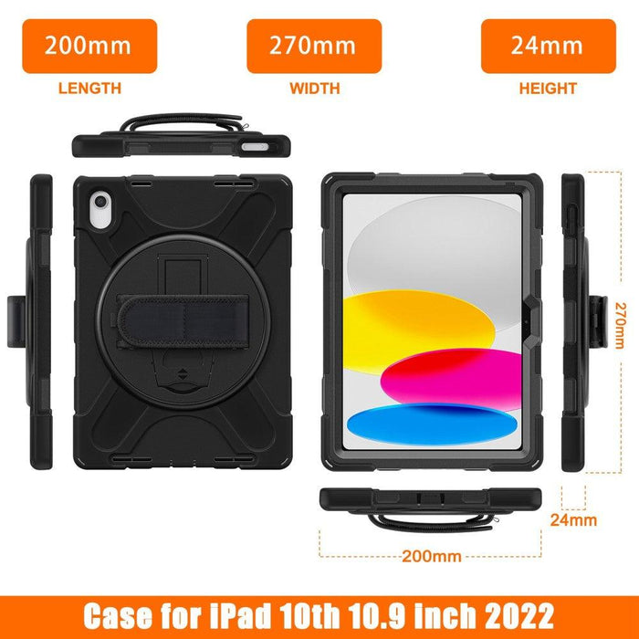 For iPad 10th Gen 10.9 Case Kickstand PC + Silicone Tablet Case - Black - buy-cases