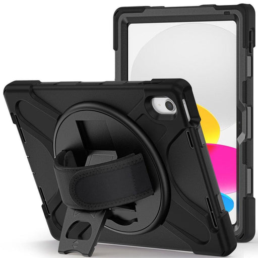 For iPad 10th Gen 10.9 Case Kickstand PC + Silicone Tablet Case - Black - buy-cases