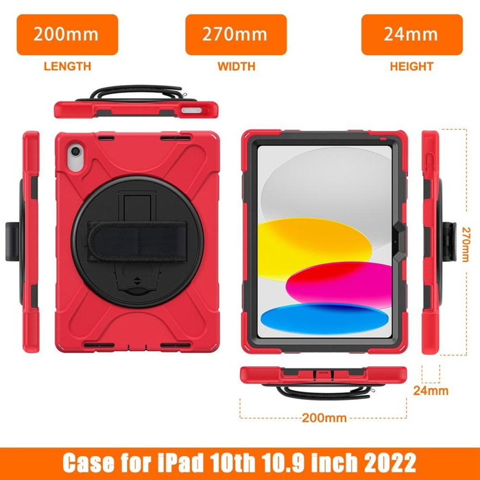 For iPad 10th Gen 10.9 Case Kickstand PC + Silicone Tablet Case - Red - buy-cases