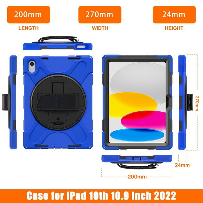 For iPad 10th Gen 10.9 Case Kickstand PC + Silicone Tablet Case - Blue - buy-cases