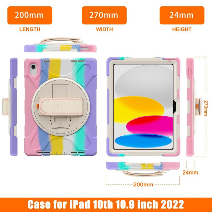 For iPad 10th Gen 10.9 Case Kickstand PC + Silicone Tablet Case - Colorful Pink - buy-cases