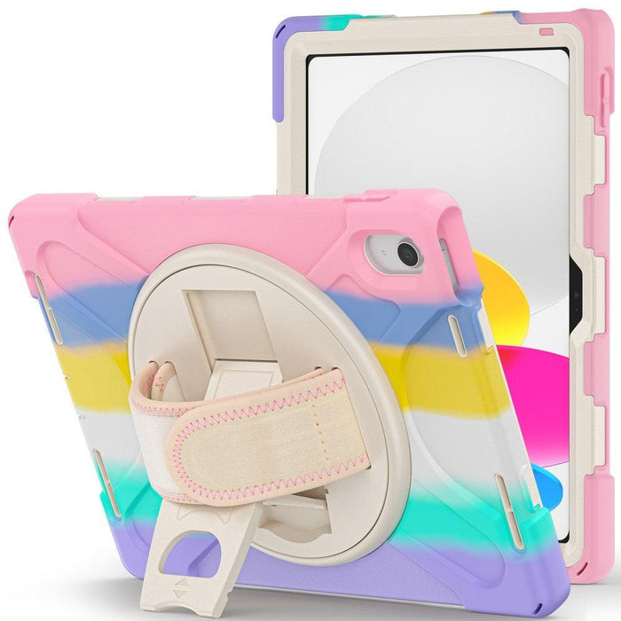 For iPad 10th Gen 10.9 Case Kickstand PC + Silicone Tablet Case - Colorful Pink - buy-cases