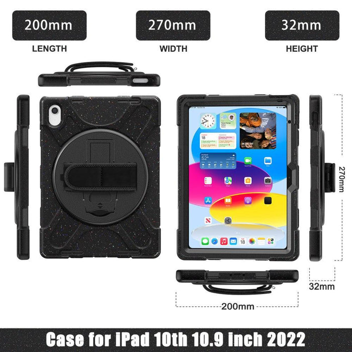 For iPad 10th Gen 10.9 Case Kickstand PC + Silicone Tablet Case - Dark Black - buy-cases