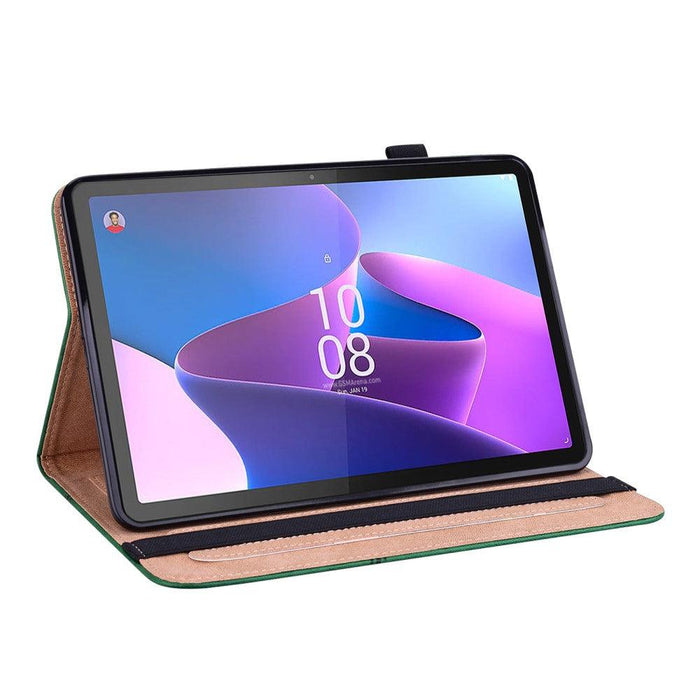 For Lenovo Tab P11 Gen 2 11.5 tb350fu case Line Imprinted Leather Protective Tablet Cover Stand - Green - buy-cases