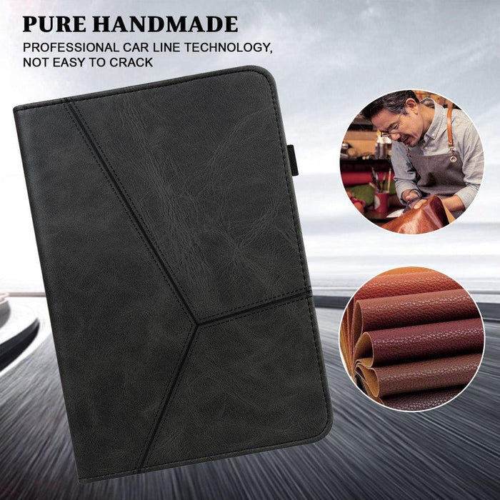 For Lenovo Tab P11 Gen 2 11.5 tb350fu case Line Imprinted Leather Protective Tablet Cover Stand - Black - buy-cases