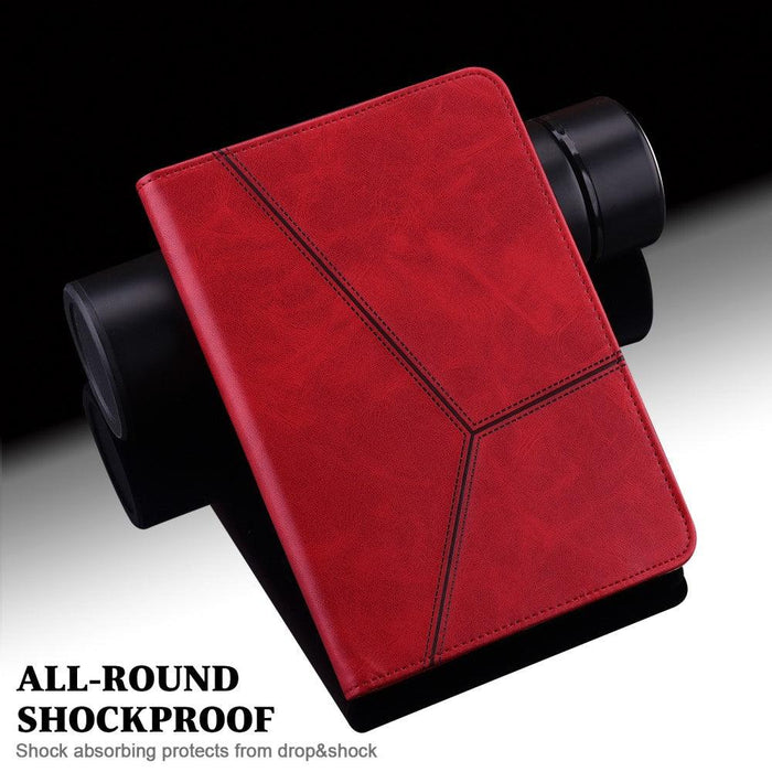 For Lenovo Tab P11 Gen 2 11.5 tb350fu case Line Imprinted Leather Protective Tablet Cover Stand - Red - buy-cases