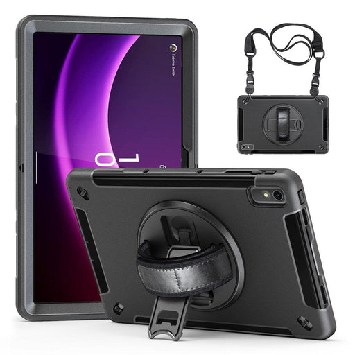 For Lenovo Tab P11 Gen 2 11.5 tb350fu Case Kickstand Hand Strap PC and PET Screen Film – Black - buy-cases