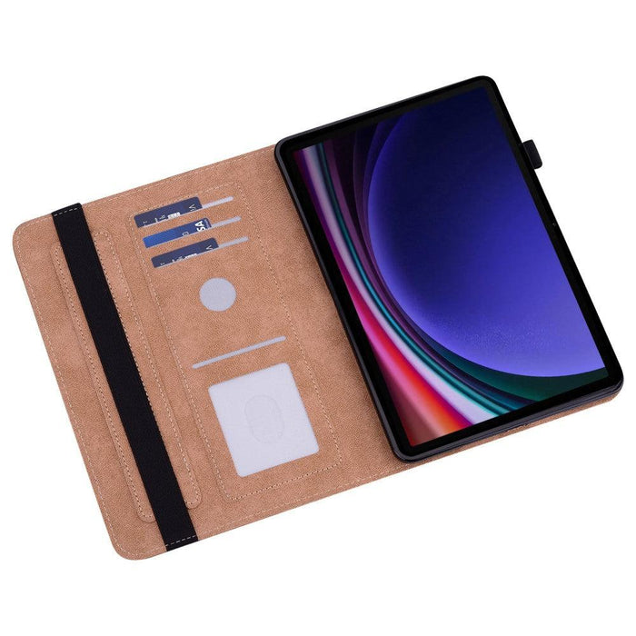 For Samsung Galaxy Tab S9 11 / S9 FE 10.9 case PU Stand Cover Line with Card Slots - Black - buy-cases