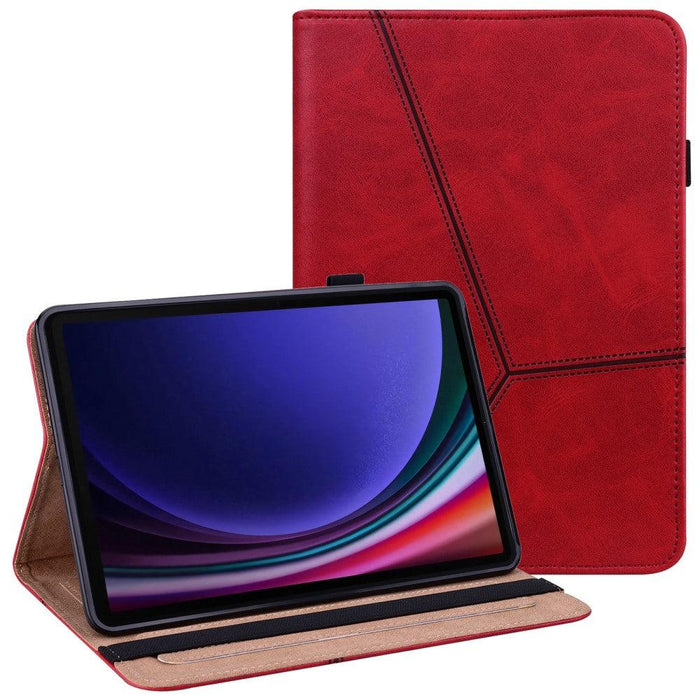 For Samsung Galaxy Tab S9 11 / S9 FE 10.9 case PU Stand Cover Line with Card Slots - Red - buy-cases