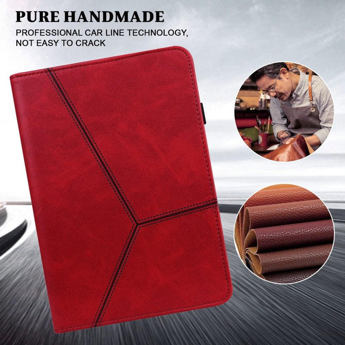 For Samsung Galaxy Tab S9 11 / S9 FE 10.9 case PU Stand Cover Line with Card Slots - Red - buy-cases