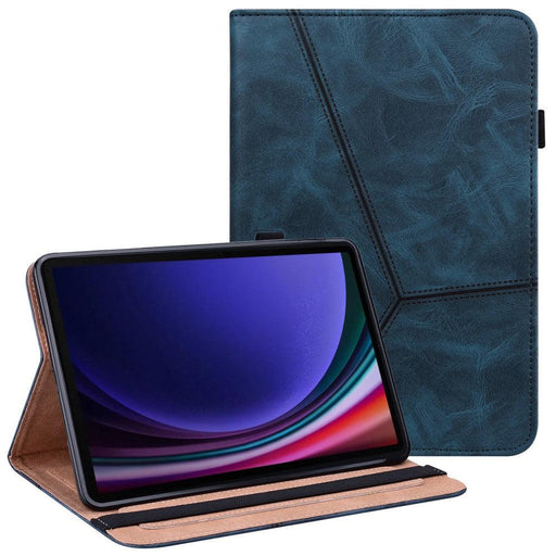 For Samsung Galaxy Tab S9 11 / S9 FE 10.9 case PU Stand Cover Line with Card Slots - Blue - buy-cases