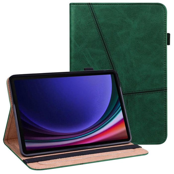 For Samsung Galaxy Tab S9 11 / S9 FE 10.9 case PU Stand Cover Line with Card Slots - Green - buy-cases