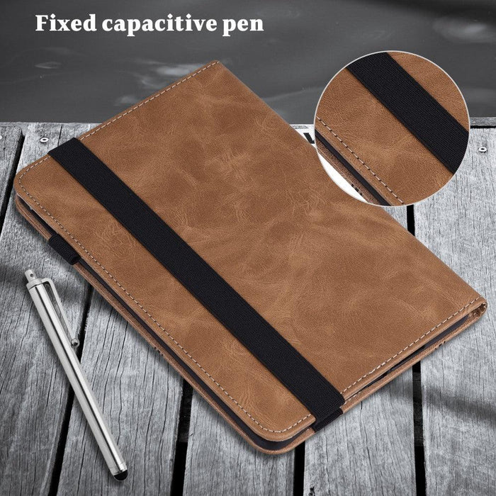 For Samsung Galaxy Tab S9 11 / S9 FE 10.9 case PU Stand Cover Line with Card Slots – Brown - buy-cases