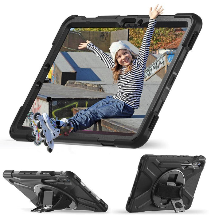 For Samsung Galaxy Tab S9 11 / S9 FE 10.9 case Silicone Kickstand Protective Cover - Black - buy-cases