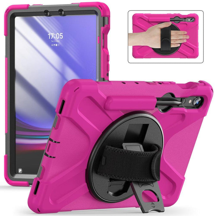 For Samsung Galaxy Tab S9 11 / S9 FE 10.9 case Silicone Kickstand Protective Cover - Rose - buy-cases