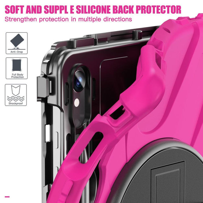 For Samsung Galaxy Tab S9 11 / S9 FE 10.9 case Silicone Kickstand Protective Cover - Rose - buy-cases