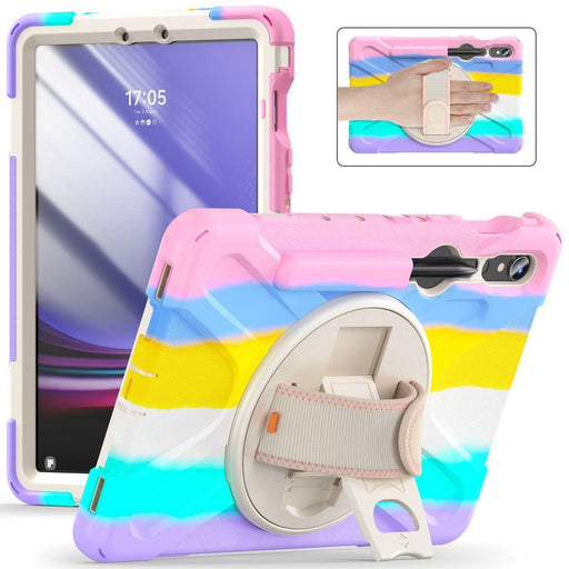 For Samsung Galaxy Tab S9 11 / S9 FE 10.9 case Silicone Kickstand Protective Cover - Colorful Pink - buy-cases