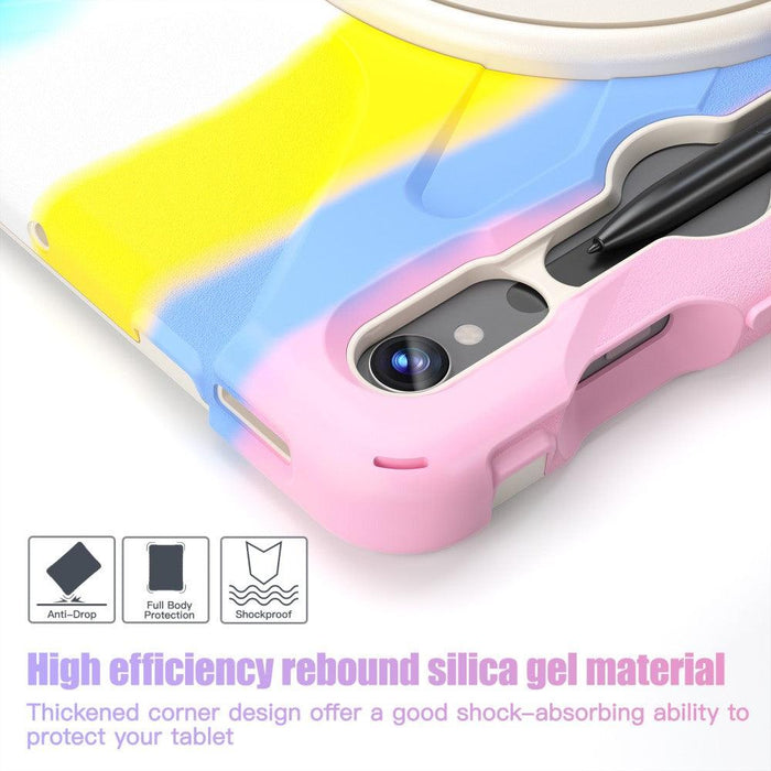 For Samsung Galaxy Tab S9 11 / S9 FE 10.9 case Silicone Kickstand Protective Cover - Colorful Pink - buy-cases