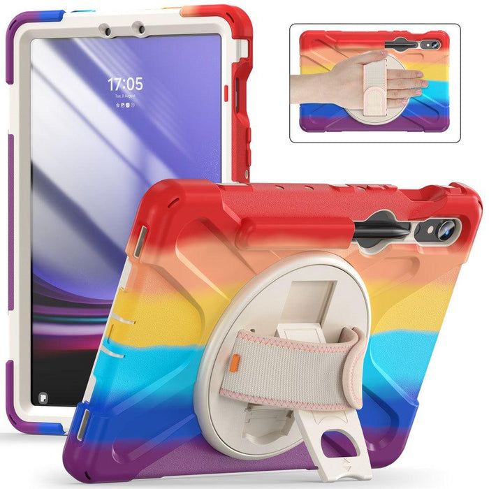 For Samsung Galaxy Tab S9 11 / S9 FE 10.9 case Silicone Kickstand Protective Cover - Colorful Red - buy-cases