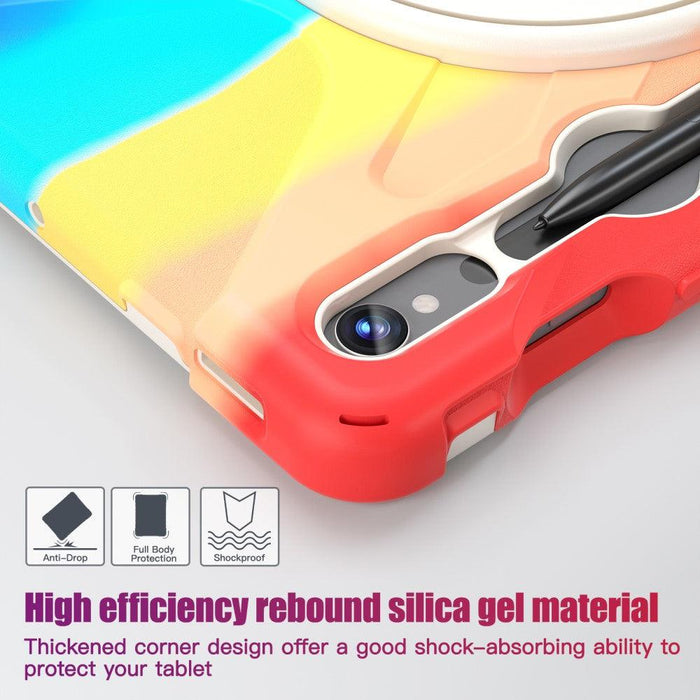 For Samsung Galaxy Tab S9 11 / S9 FE 10.9 case Silicone Kickstand Protective Cover - Colorful Red - buy-cases