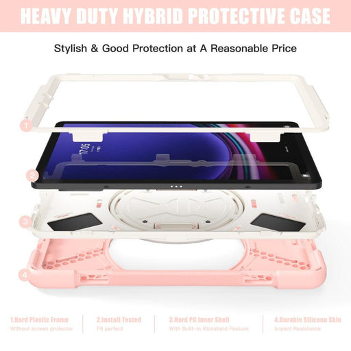 For Samsung Galaxy Tab S9 11 / S9 FE 10.9 case Silicone Kickstand Protective Cover - Pink - buy-cases