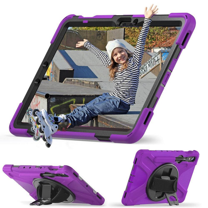 For Samsung Galaxy Tab S9 11 / S9 FE 10.9 case Silicone Kickstand Protective Cover - Purple - buy-cases