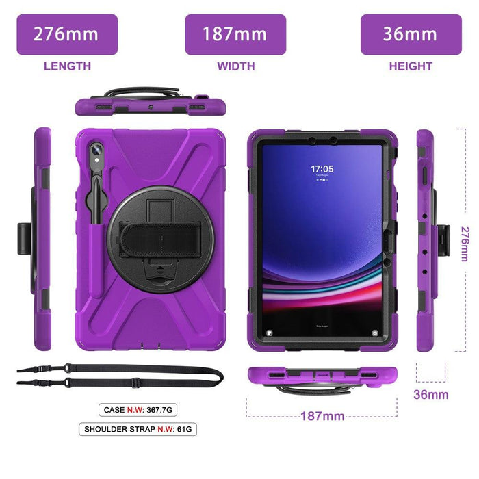 For Samsung Galaxy Tab S9 11 / S9 FE 10.9 case Silicone Kickstand Protective Cover - Purple - buy-cases