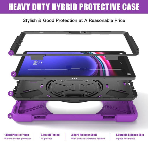 For Samsung Galaxy Tab S9 11 / S9 FE 10.9 case Silicone Kickstand Protective Cover - Purple - buy-cases