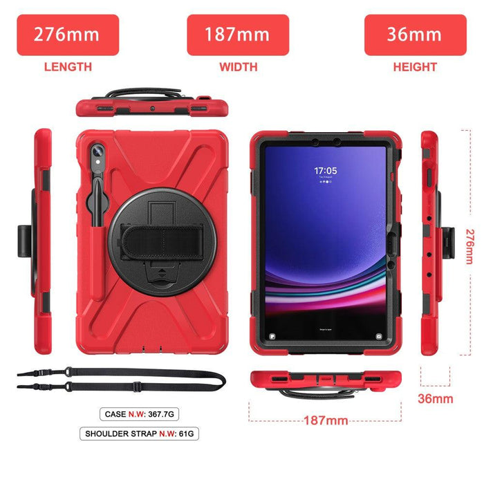 For Samsung Galaxy Tab S9 11 / S9 FE 10.9 case Silicone Kickstand Protective Cover - Red - buy-cases