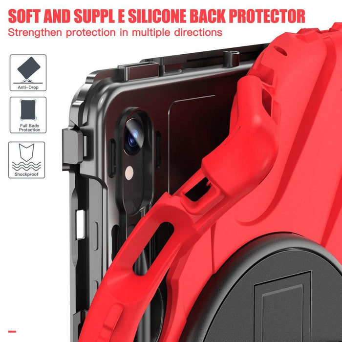 For Samsung Galaxy Tab S9 11 / S9 FE 10.9 case Silicone Kickstand Protective Cover - Red - buy-cases