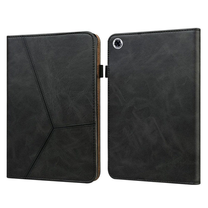 For Samsung Galaxy Tab A9 plus 11 case PU Leather Line Imprinted Tablet Cover with Card Slots - Black - buy-cases