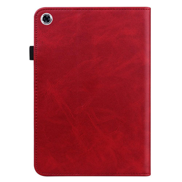 For Samsung Galaxy Tab A9 plus 11 case PU Leather Line Imprinted Tablet Cover with Card Slots - Red - buy-cases