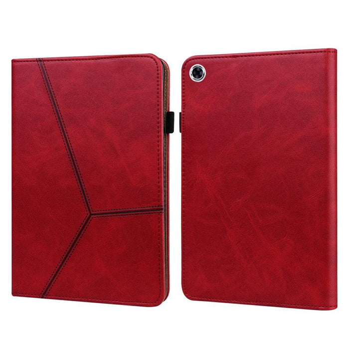 For Samsung Galaxy Tab A9 plus 11 case PU Leather Line Imprinted Tablet Cover with Card Slots - Red - buy-cases