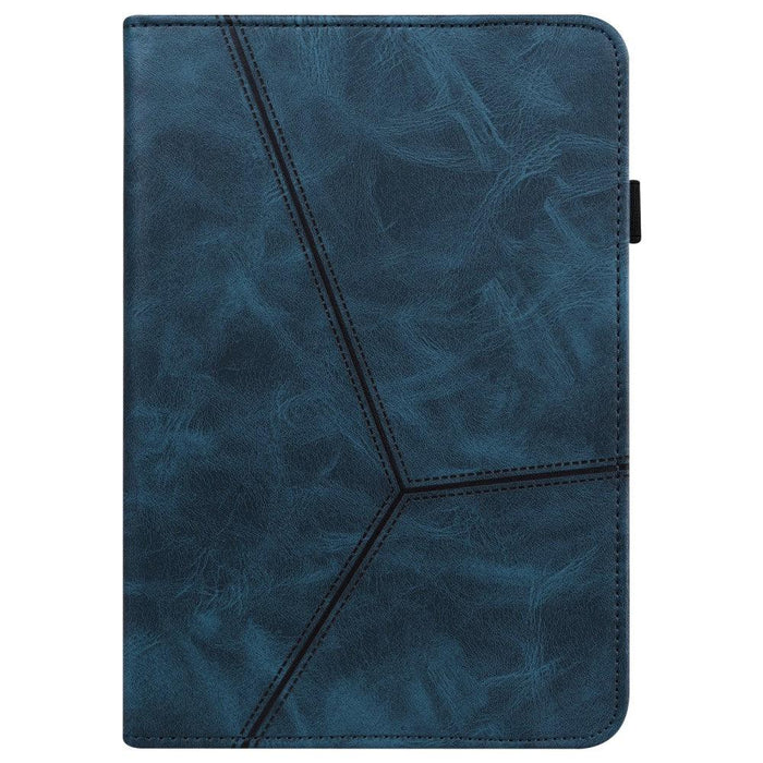 For Samsung Galaxy Tab A9 plus 11 case PU Leather Line Imprinted Tablet Cover with Card Slots - Blue - buy-cases