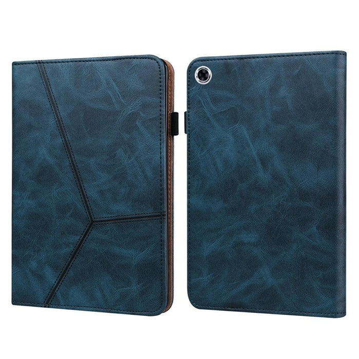 For Samsung Galaxy Tab A9 plus 11 case PU Leather Line Imprinted Tablet Cover with Card Slots - Blue - buy-cases