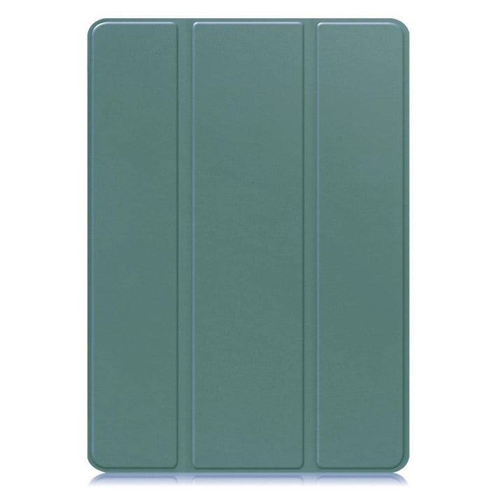 For Samsung Galaxy Tab S9 FE 10.9 Leather Case Tri-fold Stand Pen Slot Tablet Cover - Blackish Green - buy-cases