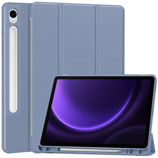 For Samsung Galaxy Tab S9 FE 10.9 Leather Case Tri-fold Stand Pen Slot Tablet Cover - Purple - buy-cases