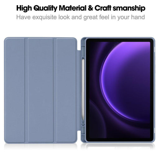 For Samsung Galaxy Tab S9 FE 10.9 Leather Case Tri-fold Stand Pen Slot Tablet Cover - Purple - buy-cases