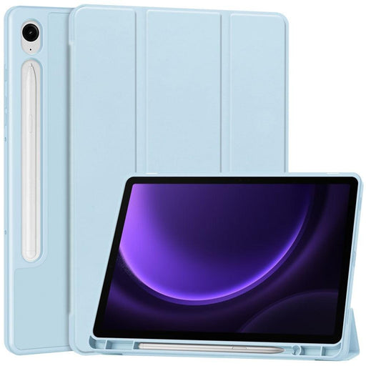 For Samsung Galaxy Tab S9 FE 10.9 Leather Case Tri-fold Stand Pen Slot Tablet Cover - Sky Blue - buy-cases