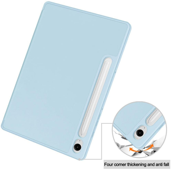 For Samsung Galaxy Tab S9 FE 10.9 Leather Case Tri-fold Stand Pen Slot Tablet Cover - Sky Blue - buy-cases