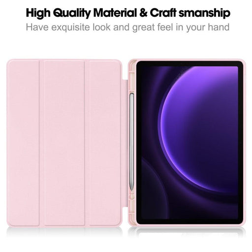 For Samsung Galaxy Tab S9 FE 10.9 Leather Case Tri-fold Stand Pen Slot Tablet Cover - Pink - buy-cases