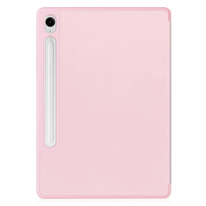 For Samsung Galaxy Tab S9 FE 10.9 Leather Case Tri-fold Stand Pen Slot Tablet Cover - Pink - buy-cases