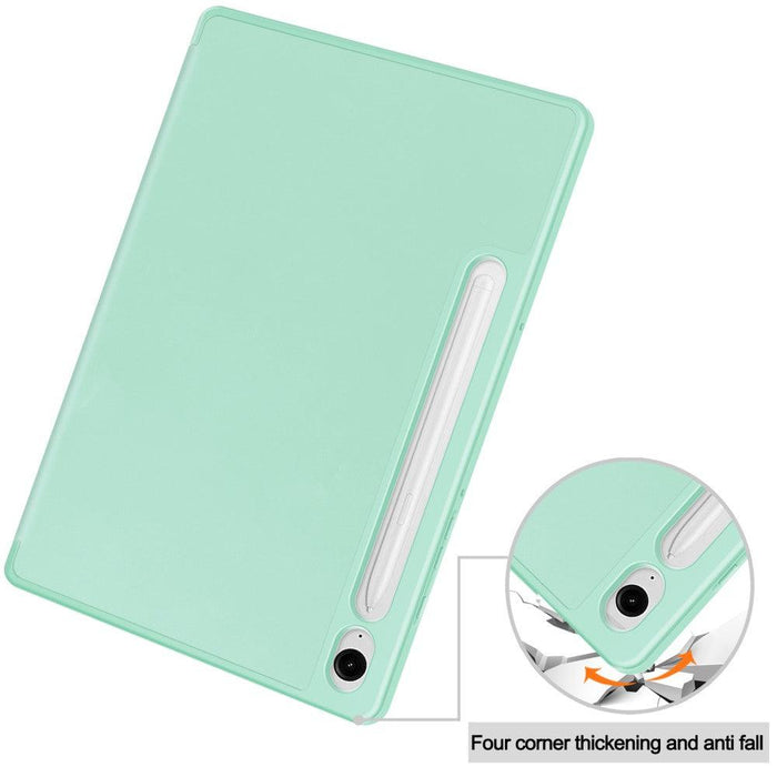 For Samsung Galaxy Tab S9 FE 10.9 Leather Case Tri-fold Stand Pen Slot Tablet Cover - Mint Green - buy-cases