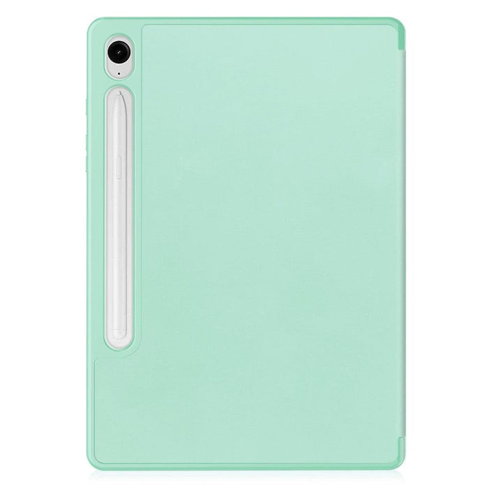 For Samsung Galaxy Tab S9 FE 10.9 Leather Case Tri-fold Stand Pen Slot Tablet Cover - Mint Green - buy-cases