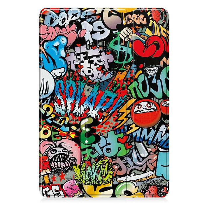 For Samsung Galaxy Tab A9 plus 11 case Pattern Printing PU Leather Tri-fold Stand Cover with Pen Slot - Graffiti - buy-cases