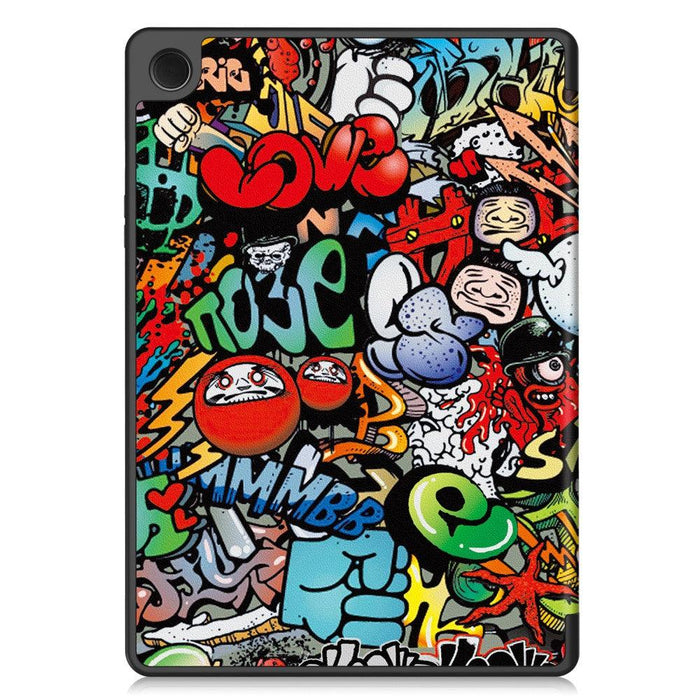 For Samsung Galaxy Tab A9 plus 11 case Pattern Printing PU Leather Tri-fold Stand Cover with Pen Slot - Graffiti - buy-cases