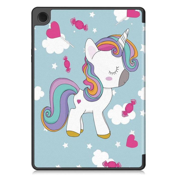 For Samsung Galaxy Tab A9 plus 11 case Pattern Printing PU Leather Tri-fold Stand Cover with Pen Slot - unicorn - buy-cases